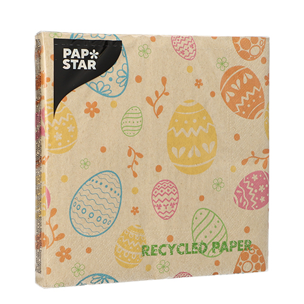 PAPSTAR Servietten, 3-lagig 1/4-Falz 33 cm x 33 cm natur Eggs aus recycelte