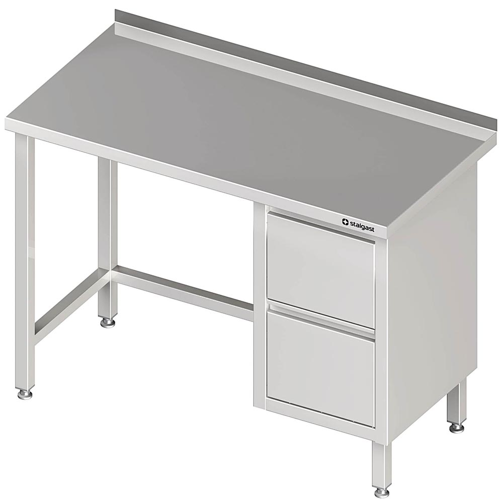 Stalgast Arbeitstisch ohne Grundboden, 1200x700x850 mm, mit 2er Schubladenblock 