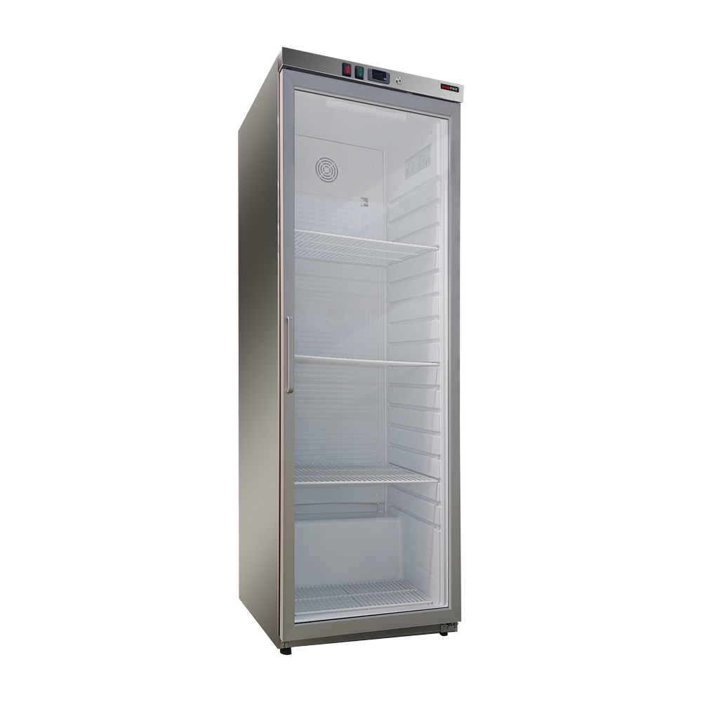 RM Gastro Kühlschrank 570 l, Glastür Türen, Edelstahl / REDFOX - DRR 600 GS