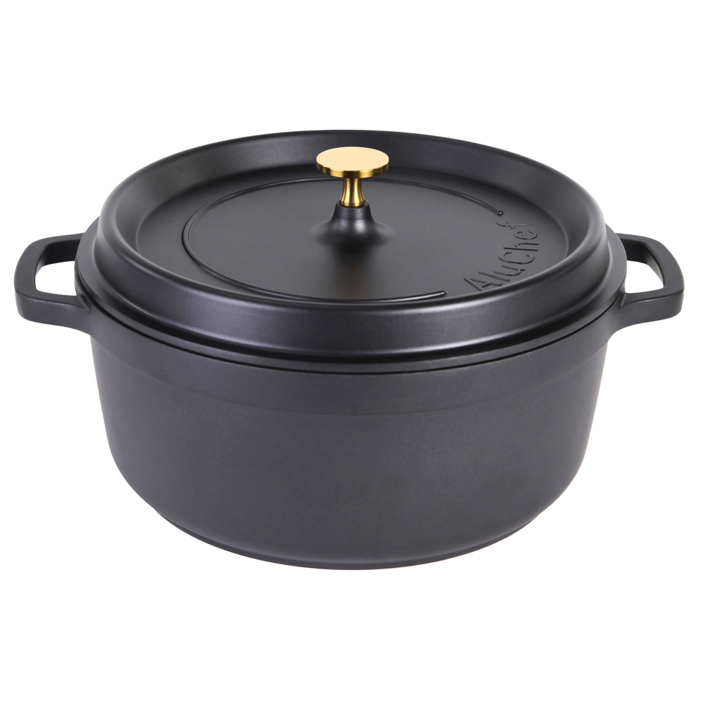 Contacto AluChef® Cocotte, rund 28 cm / schwarz Durchmesser innen: 28 cm, Höhe: 