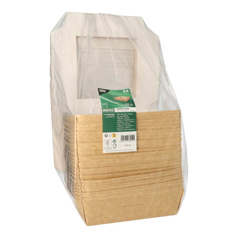 PAPSTAR Feinkostboxen, Pappe mit Sichtfenster aus PLA eckig 1500 ml 19 cm x 1
