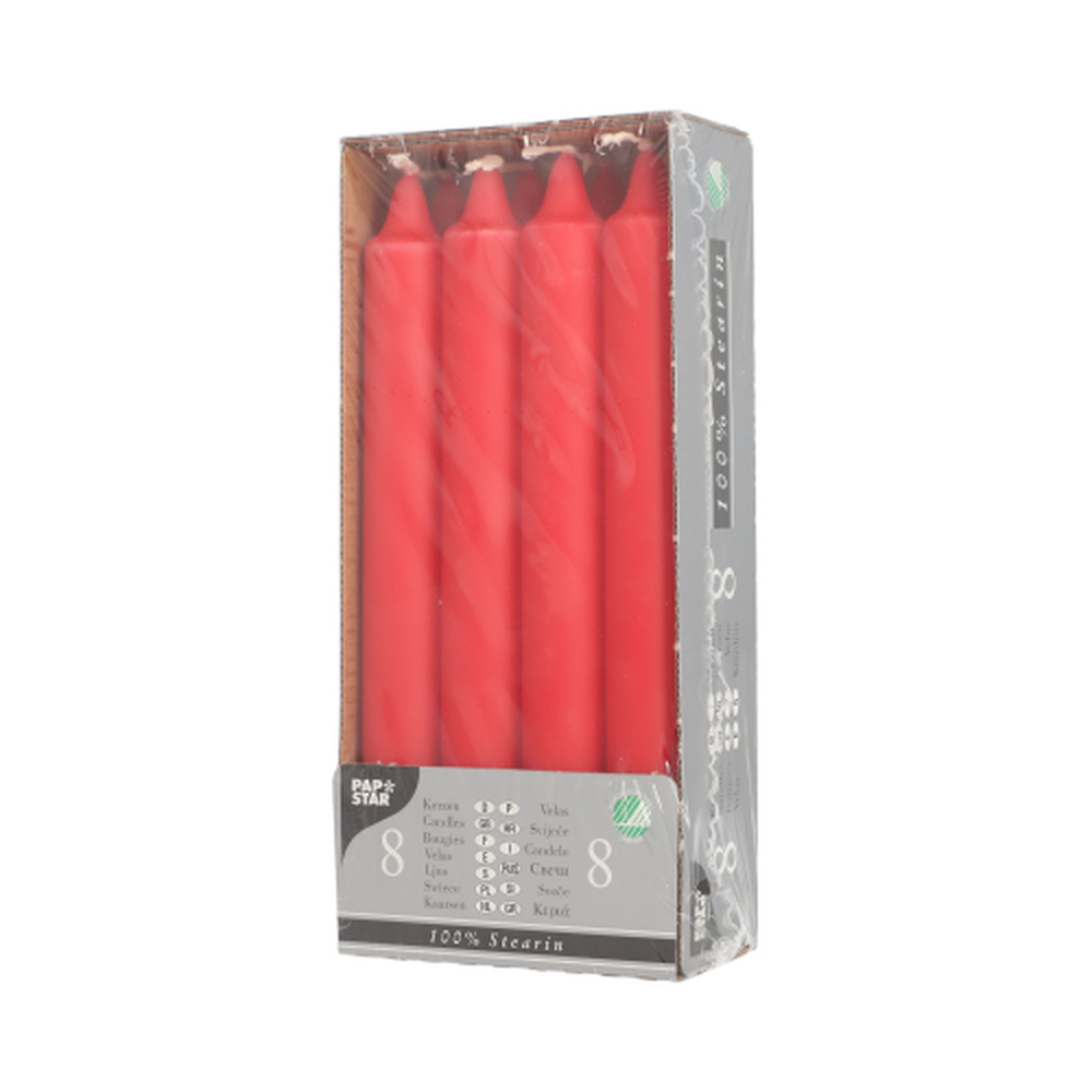 Papstar Kronkerzen Ø 2,4 cm · 20 cm rot aus 100 % Stearin