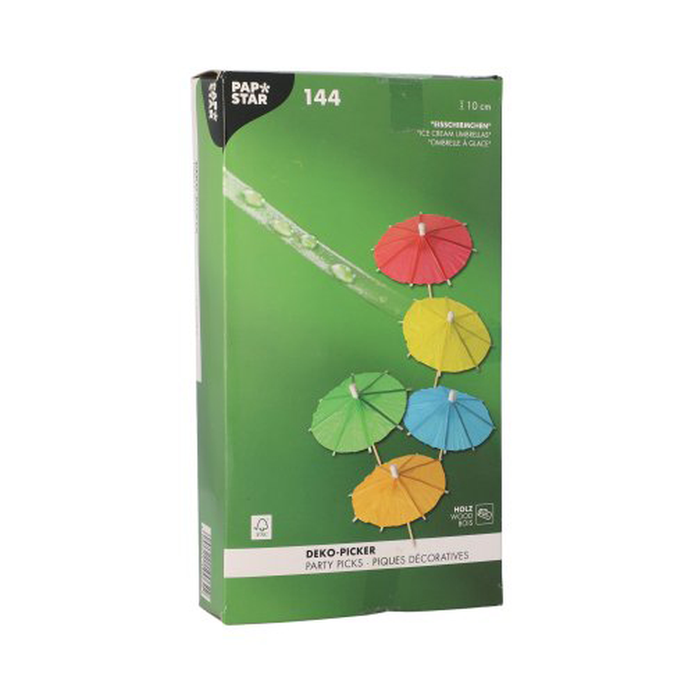Papstar Deko-Picker 10 cm farbig sortiert "Eisschirmchen uni"