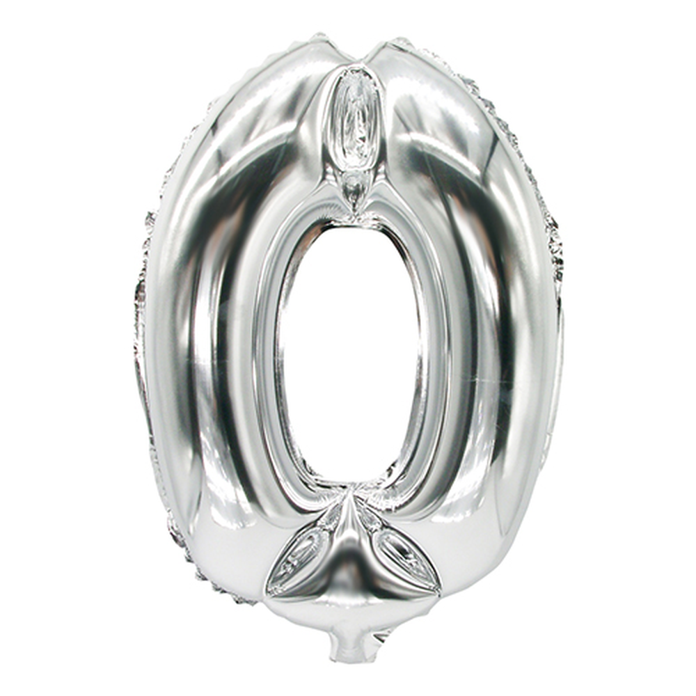 Papstar Folienluftballon 35 cm x 20 cm silber "0"