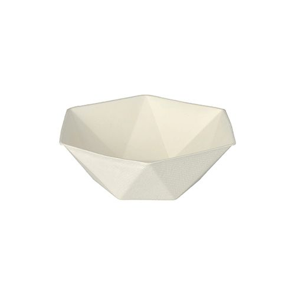 PAPSTAR Schalen Zuckerrohr pure 6-eckig 400 ml 5 cm x 16 cm x 14 cm weiss 