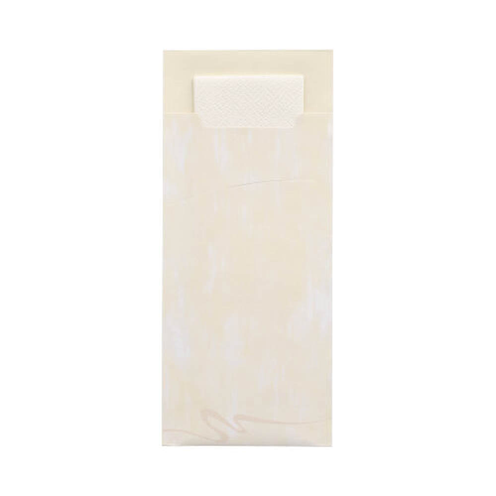 Papstar Bestecktaschen 20 cm x 8,5 cm creme inkl. weißer Serviette