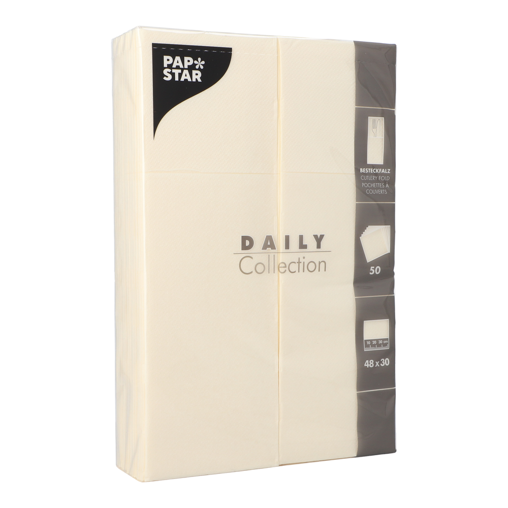 Papstar Servietten "DAILY Collection" 48 cm x 30 cm champagner mit Besteckfalz
