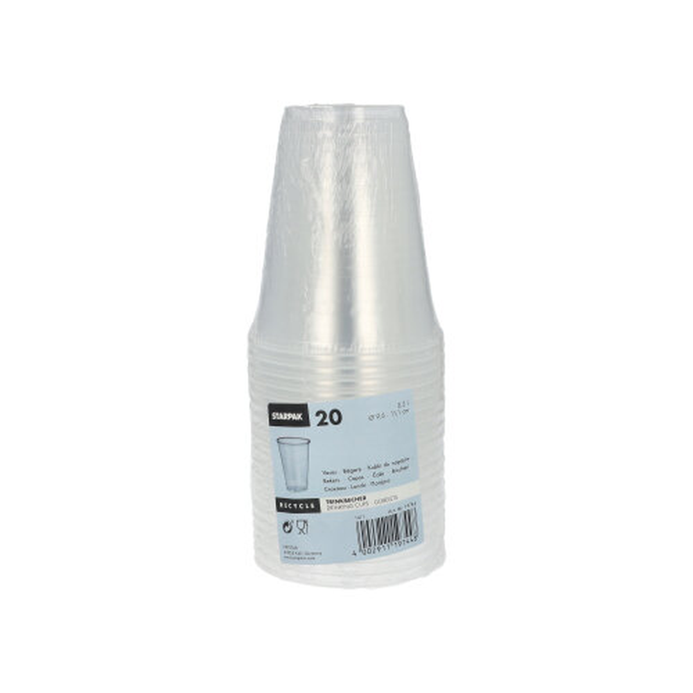 Papstar Trinkbecher, PP 0,3 l Ø 9,5 cm · 11,1 cm transparent mit Schaumrand