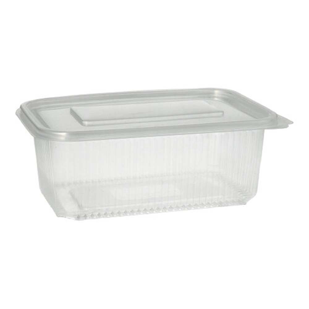 PAPSTAR Verpackungsbecher mit Klappdeckeln, PP rechteckig 1000 ml 7,4 cm x 13
