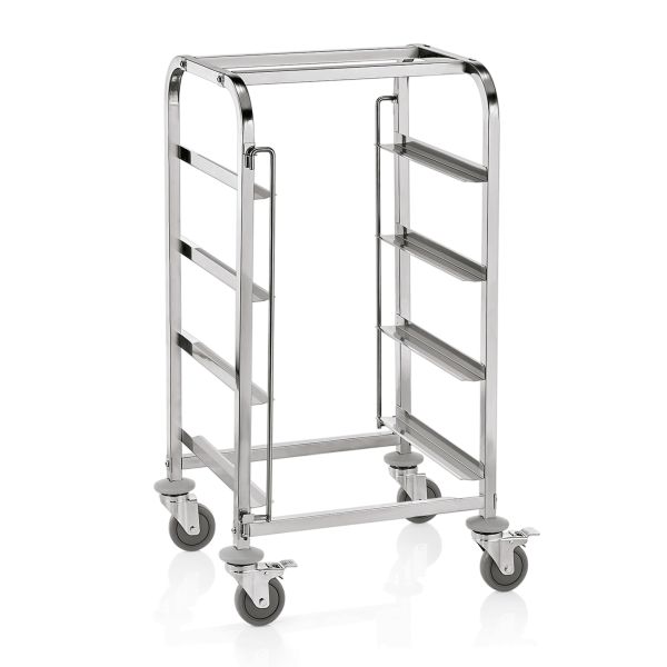 WAS Transportwagen für Spülmaschinen, mit 4 Schienen, 56 x 56 x 106 cm, Chromnic
