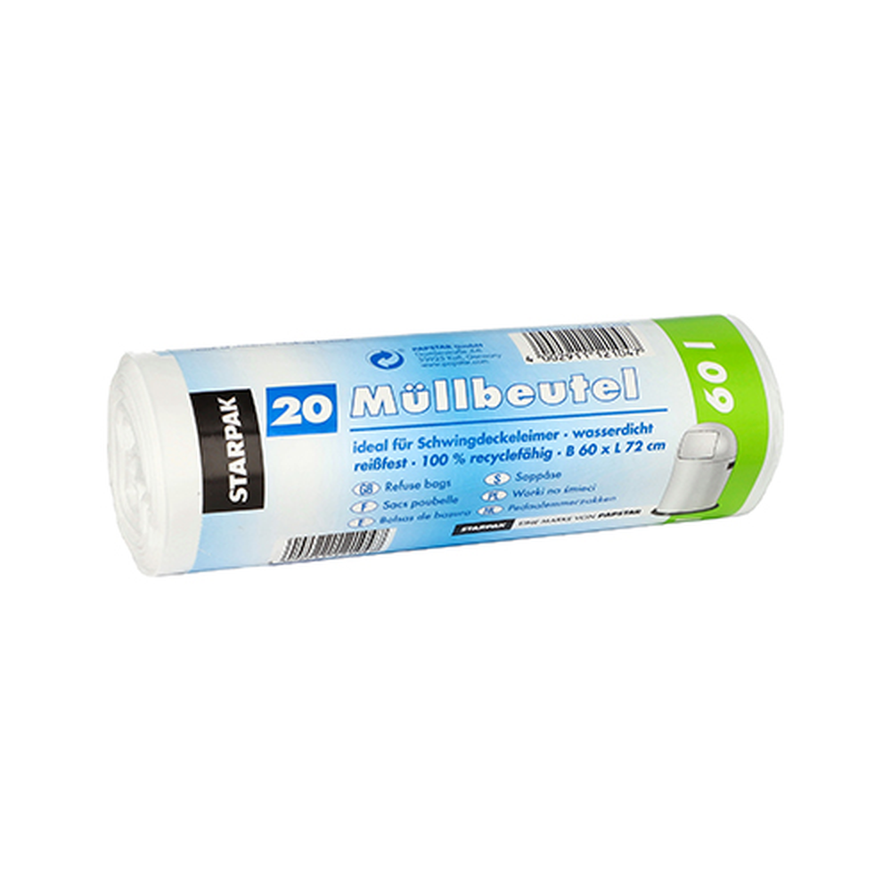 Papstar Müllbeutel, LDPE 60 l 72 cm x 60 cm weiss