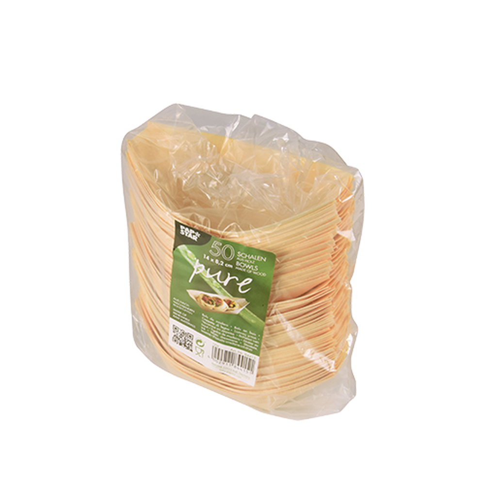 Papstar Fingerfood - Schalen, Holz "pure" 14 cm x 8,2 cm "Schiffchen"