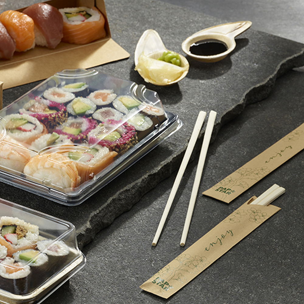 Papstar Paar Essstäbchen Bambus "ASIA" 23 cm einzeln gehüllt
