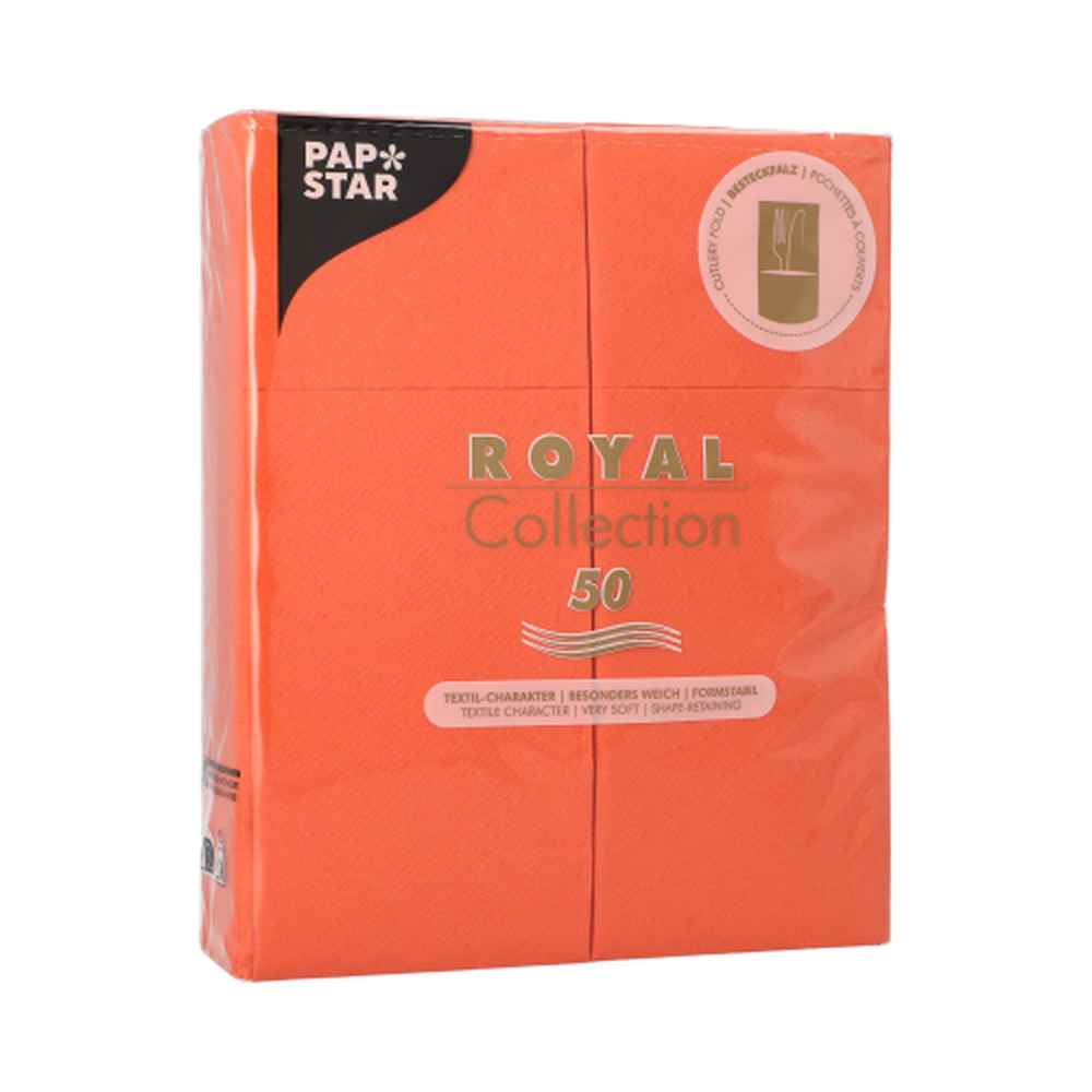 Papstar Servietten "ROYAL Collection" 40 cm x 30 cm nektarine mit Besteckfalz