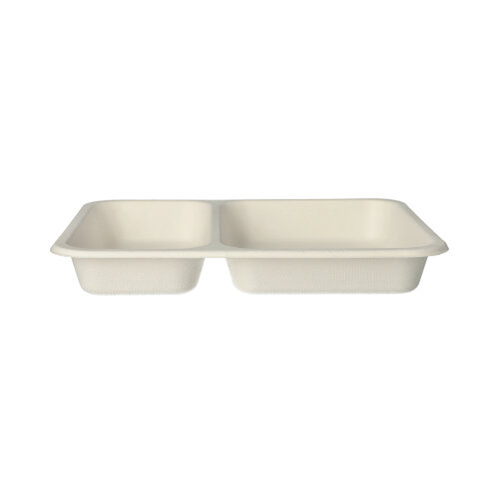 Papstar Siegelschalen Zuckerrohr 2-geteilt 850 ml 3 cm x 17,5 cm x 22,5 cm weiss