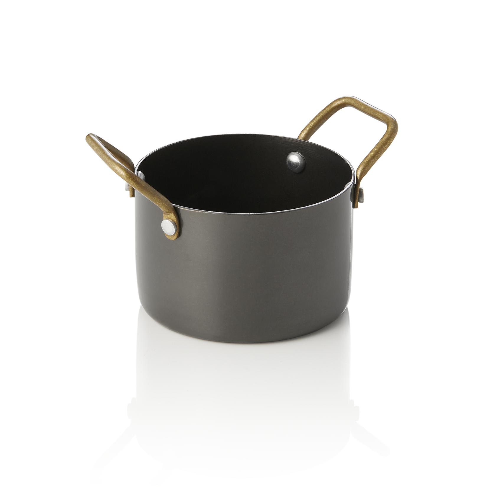 WAS Serviertopf STEEL & STYLE mit 2 Messinggriffen, 310 ml, Ø 9 cm, schwarz, Mes