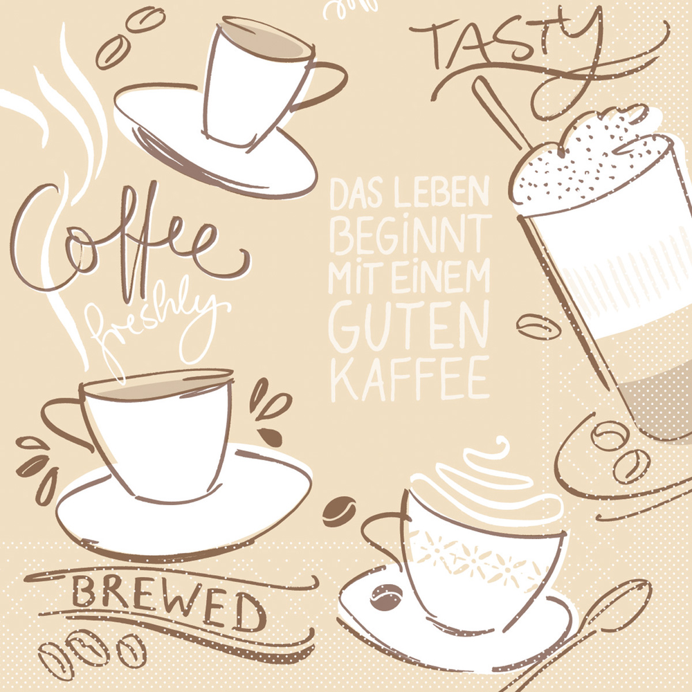 Mank Serviette Tasty Coffee braun 33 x 33 cm 1/4 Falz