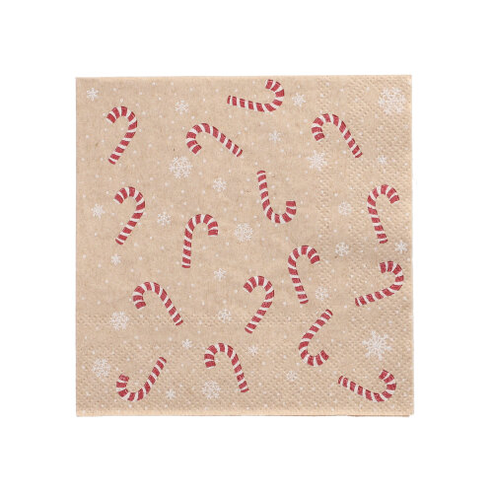 PAPSTAR Servietten, 3-lagig 1/4-Falz 25 cm x 25 cm natur Candy Canes aus re
