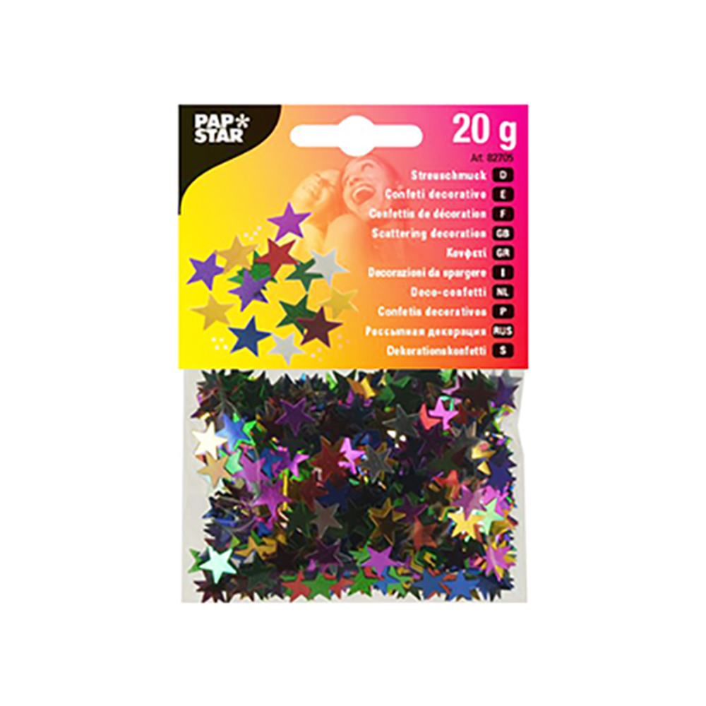 Papstar Deko-Streuschmuck, Folie Ø 1 cm farbig sortiert "Stars" 20 gr.