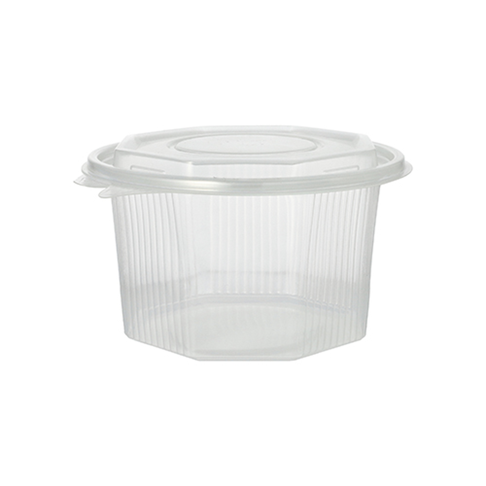 PAPSTAR Verpackungsbecher mit Klappdeckeln, PP 8-eckig 1 l 8,3 cm x 13 cm x 1