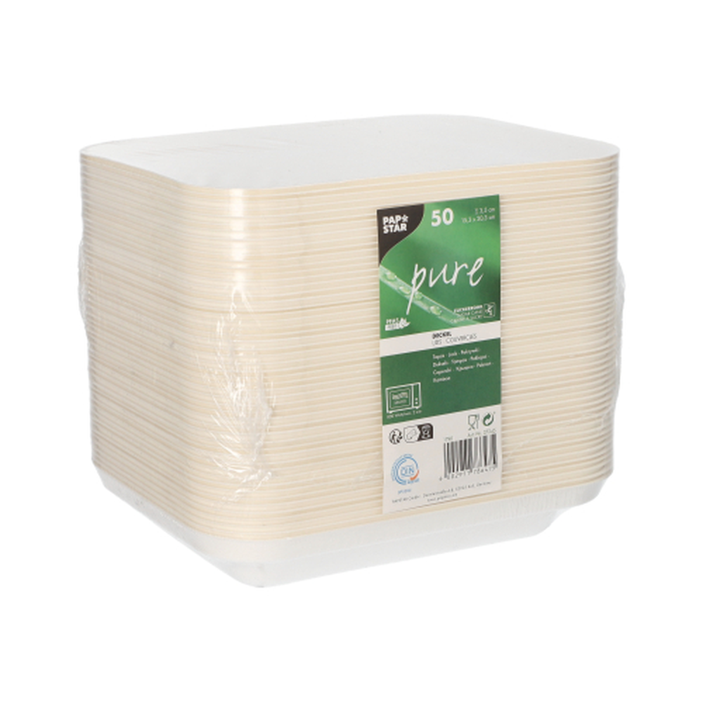Papstar Deckel, Zuckerrohr "pure" 3,5 cm x 20,3 cm x 15,3 cm weiss