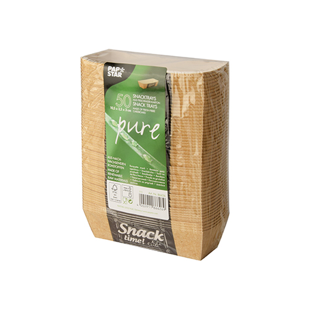 Papstar Snacktrays, Pappe "pure" 3 cm x 3,3 cm x 10,5 cm "Good Food"