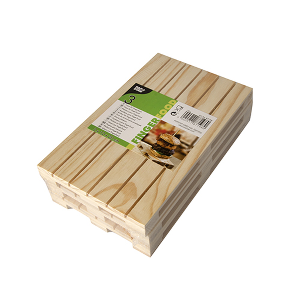 Papstar Trays für Fingerfood, Holz 2 cm x 12 cm x 20 cm