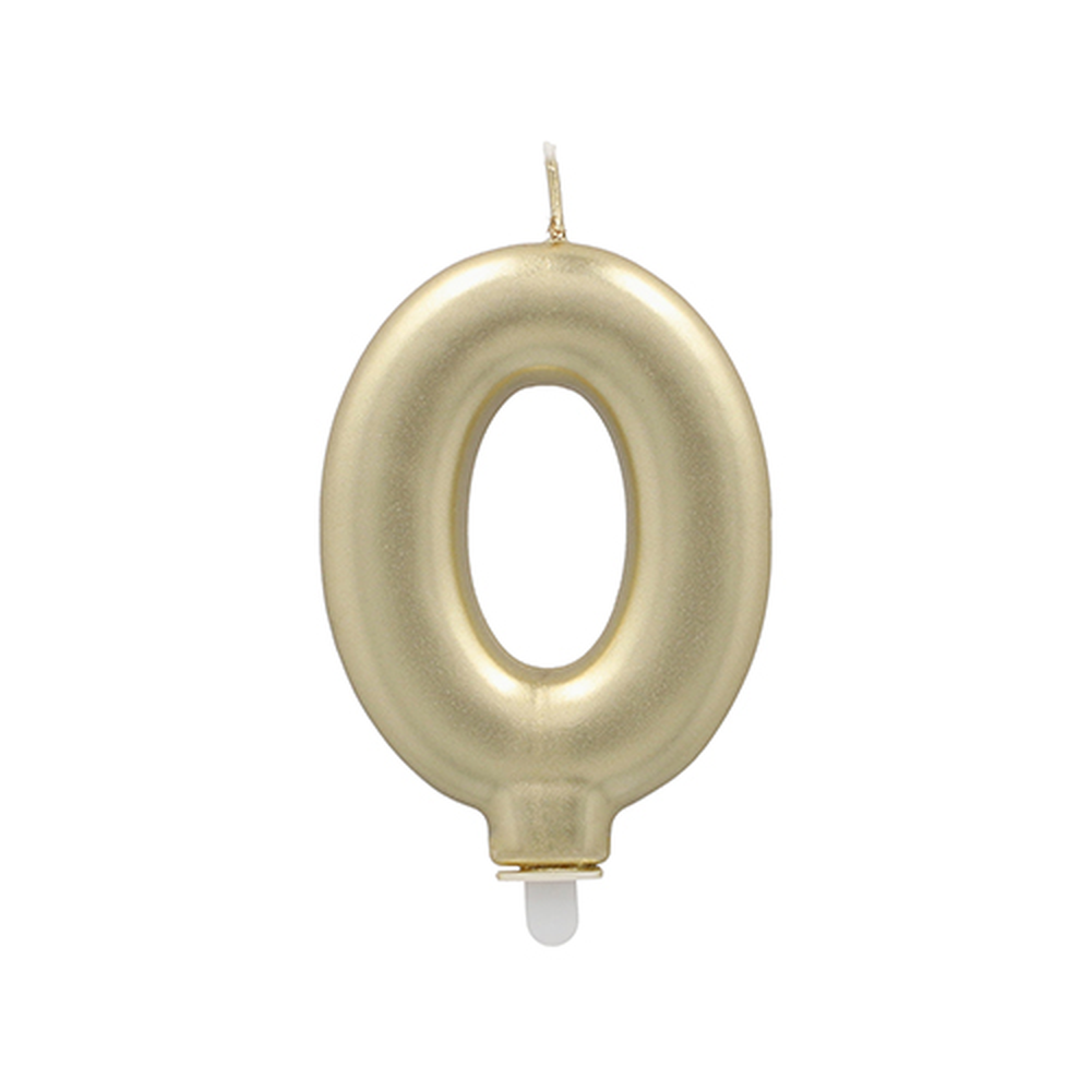 Papstar Zahlenkerze mit Halter 7 cm gold "0"