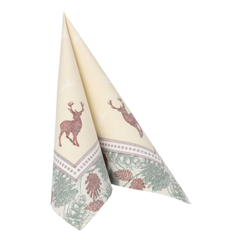 Papstar Servietten "ROYAL Collection" 1/4-Falz 40 cm x 40 cm "Majestic Deer"