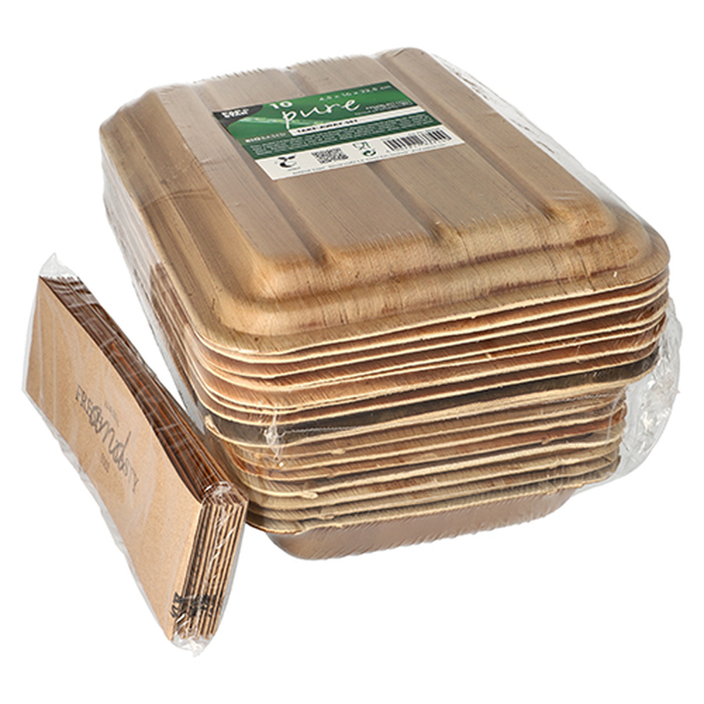 PAPSTAR Trays, Palmblatt pure eckig 500 ml 6,5 cm x 17,5 cm x 25,5 cm mit D