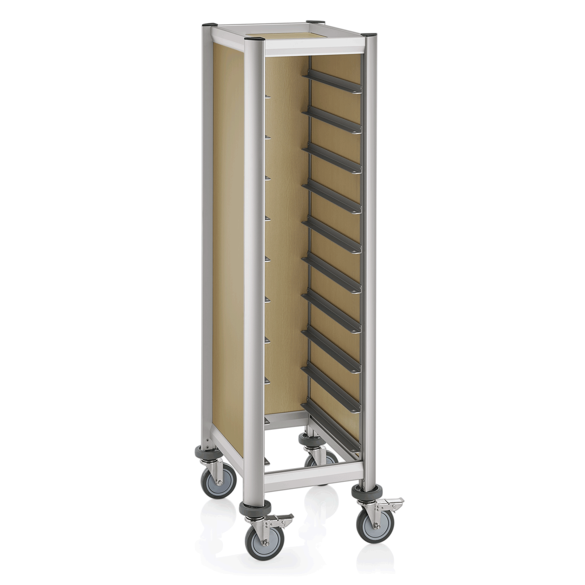 WAS Tablettwagen SINGLE GN 1/1 MENSA, für 10 Tabletts, beige, 60,5 x 44,5 x 165 