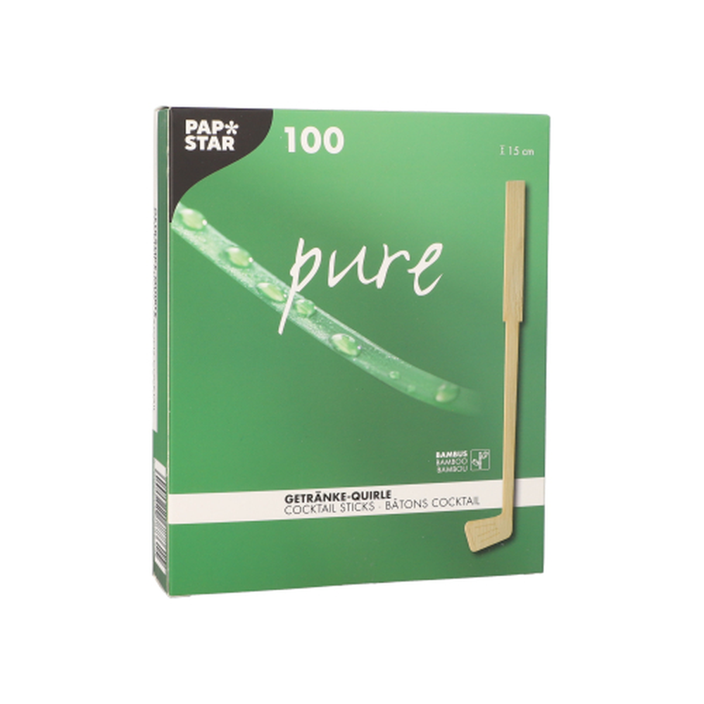 Papstar Getränke-Quirle, Bambus "pure" 15 cm "Golf"