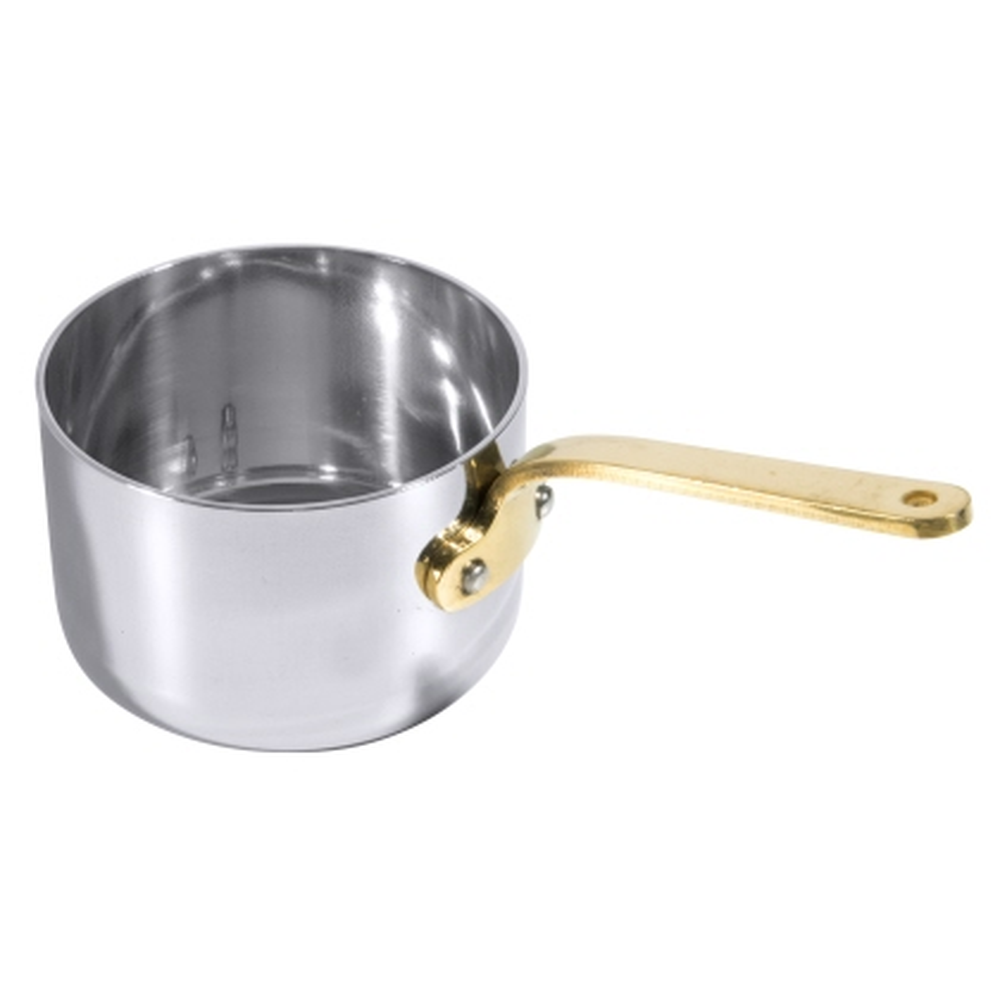 Contacto Stielkasserolle 7 cm, tief Edelstahl mit Messinggriff