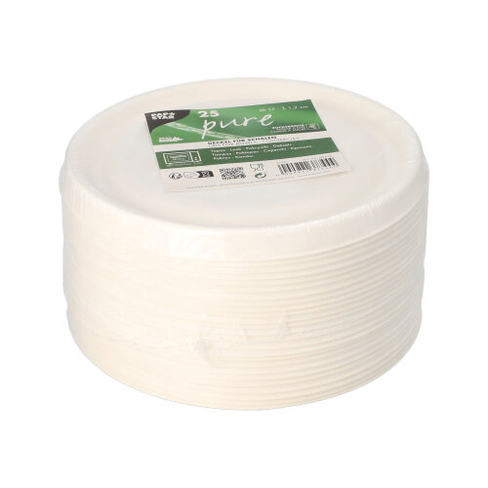 Papstar Deckel für Schalen Zuckerrohr "pure" rund Ø 17 cm · 1,2 cm weiss
