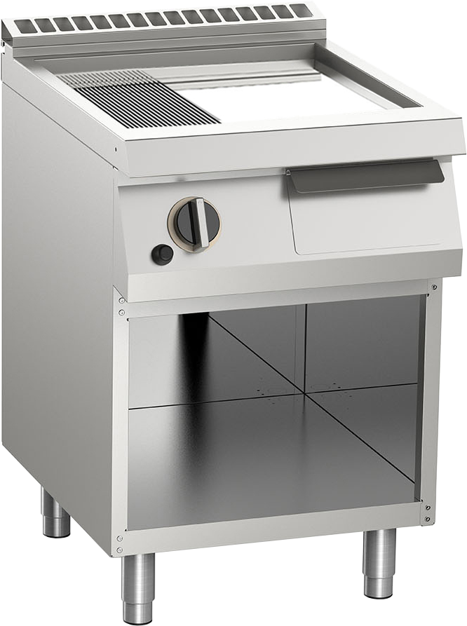 KBS Gas-Grillplatte verchromt 2/3 glatt + 1/3 gerillt 7,5 kW 2 Heizzonen