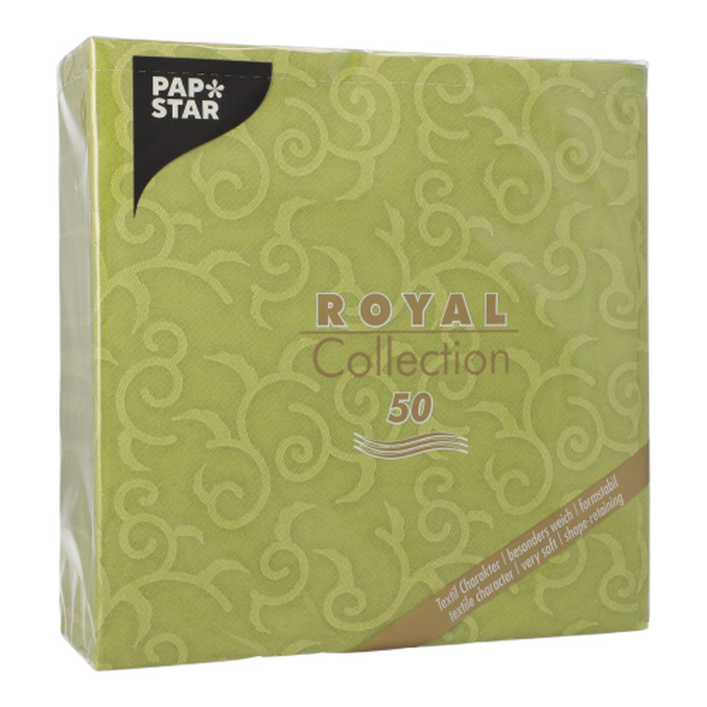 Papstar Servietten "ROYAL Collection" 1/4-Falz 40 cm x 40 cm olivgrün "Casali"