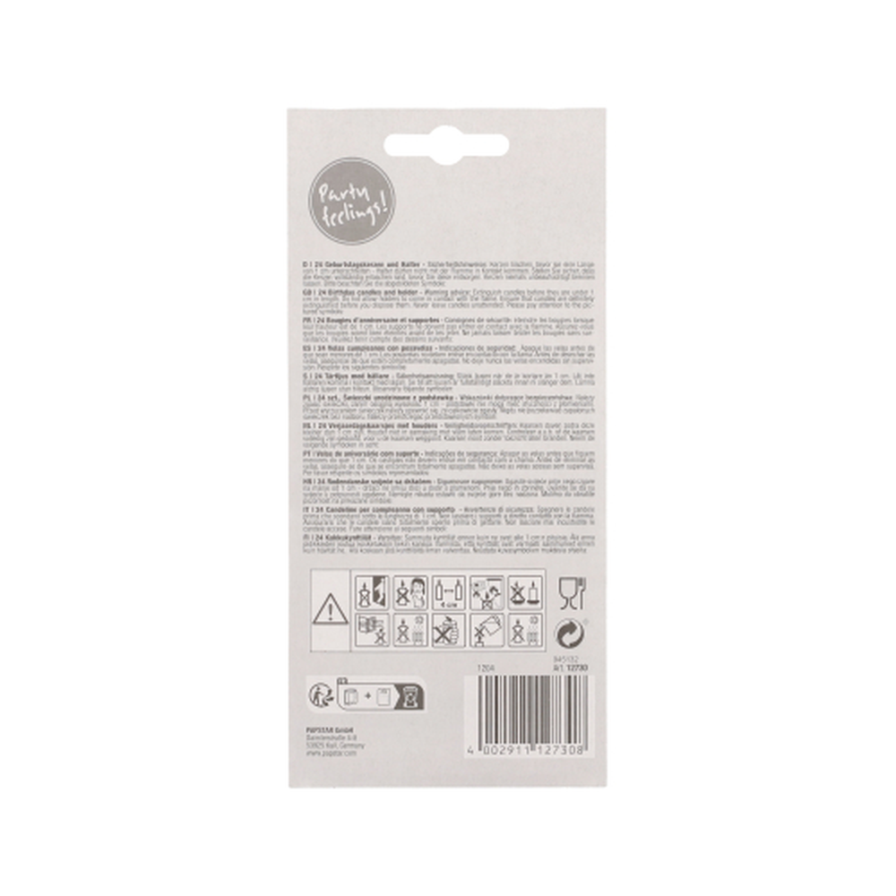 Papstar Geburtstagskerzen mit Halter 6 cm farbig sortiert
