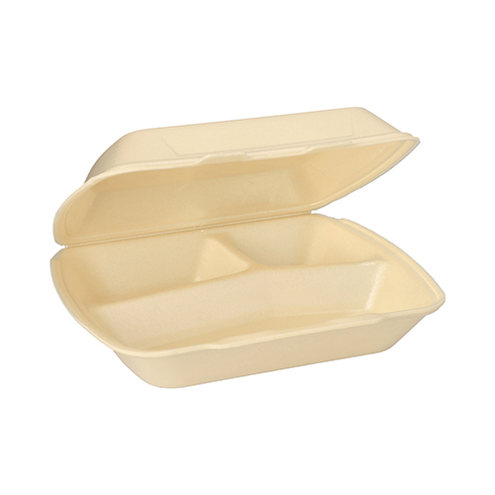 PAPSTAR Menüboxen mit Klappdeckel, XPS 3-geteilt 7,5 cm x 24,3 cm x 20,8 cm