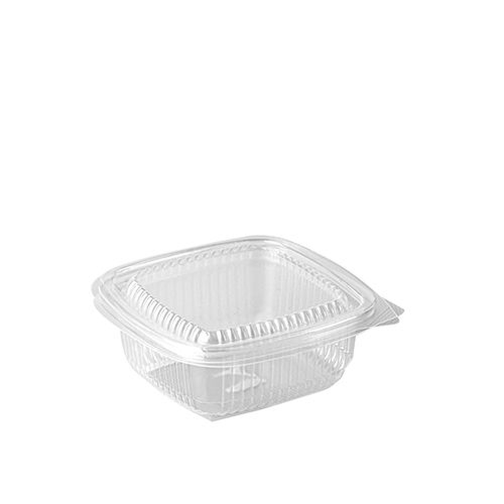 PAPSTAR Verpackungsbecher mit Klappdeckeln, PP rechteckig 250 ml 4,4 cm x 11