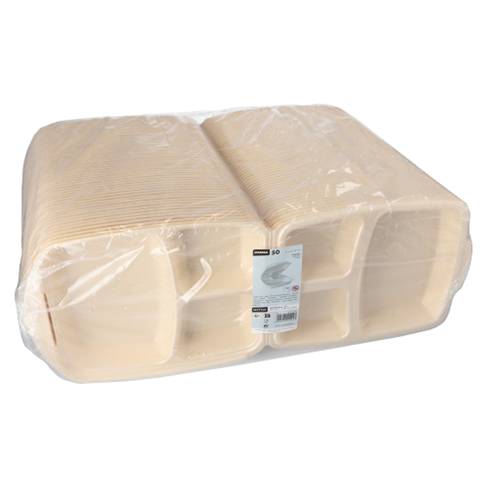PAPSTAR Menüboxen mit Klappdeckel, XPS 3-geteilt 7,5 cm x 22 cm x 28,5 cm bei