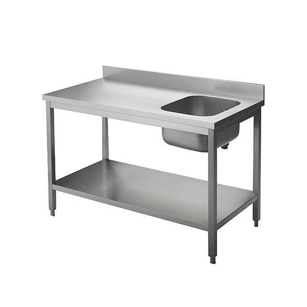KBS Chef-Tisch mit Aufkantung B 160cm - Becken rechts