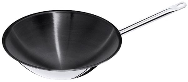 Contacto Wok Edelstahl mehrschichtig, runder Boden, Antihaft