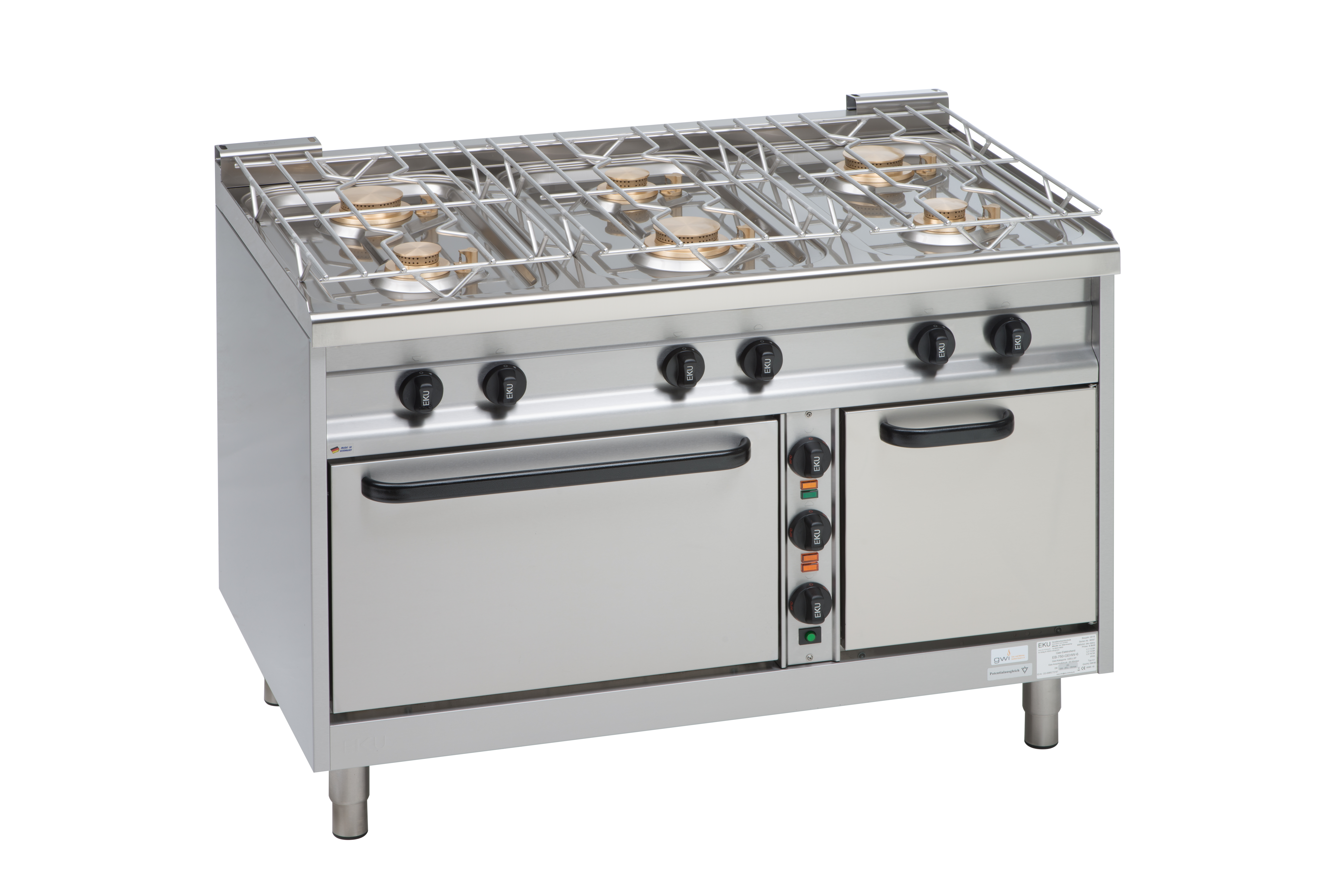 EKU Gasherd EMAXXBURNER 8 Kochstellen Elektro-Backofen