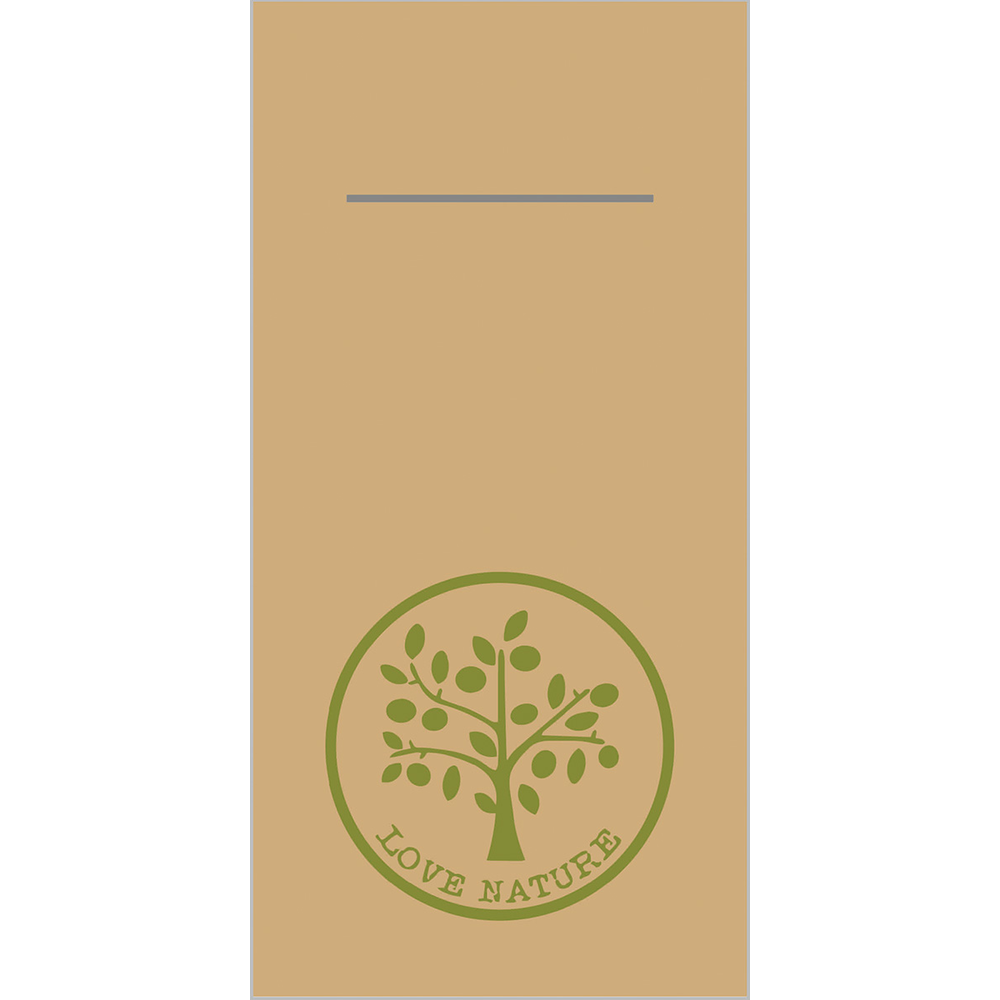 Mank Pocket-Napkins Love Nature naturbraun 40 x 40 cm 1/8 Falz