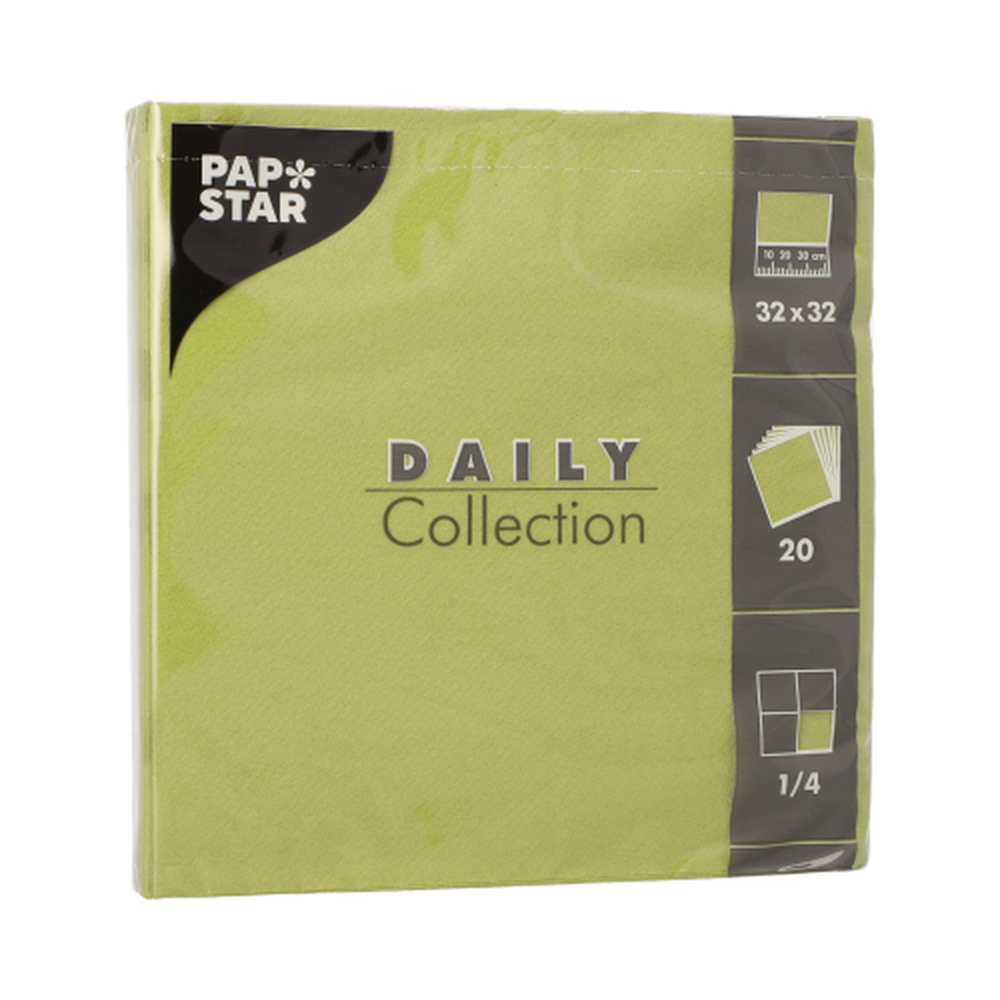 Papstar Servietten "DAILY Collection" 1/4-Falz 32 cm x 32 cm olivgrün