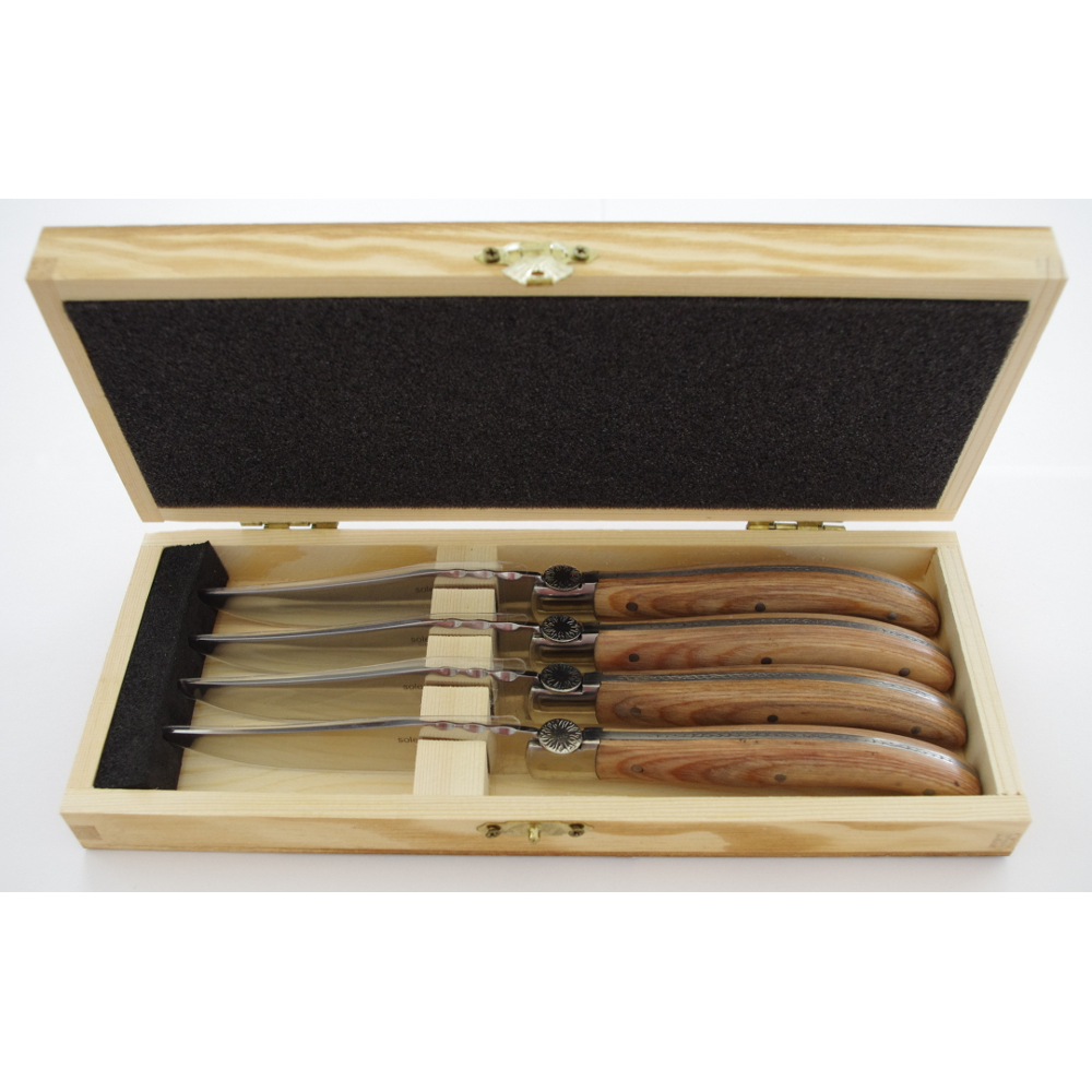 Solex Torro Steakmesser 4er-Set mit hellem Pakka-Holzgriff