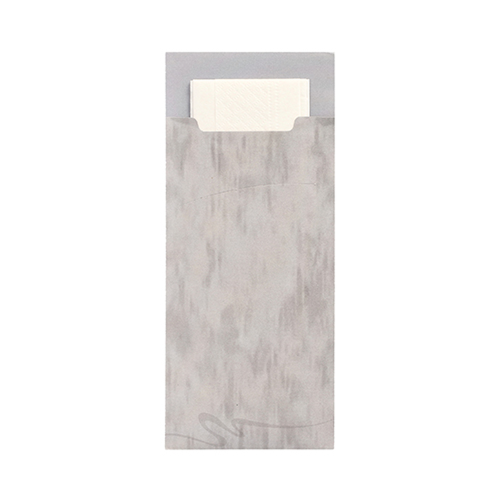 Papstar Bestecktaschen 20 cm x 8,5 cm grau inkl. weißer Serviette