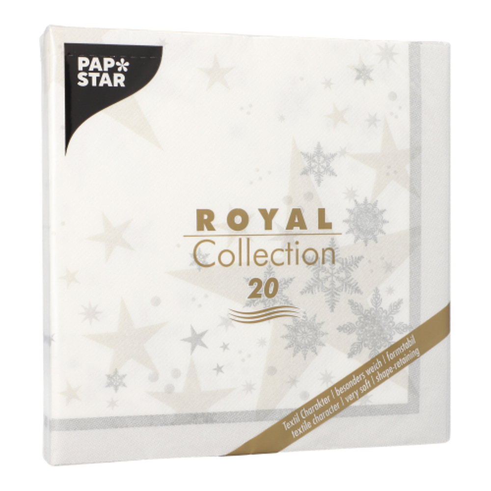 PAPSTAR Servietten ROYAL Collection 1/4-Falz 40 cm x 40 cm weiss Stars an