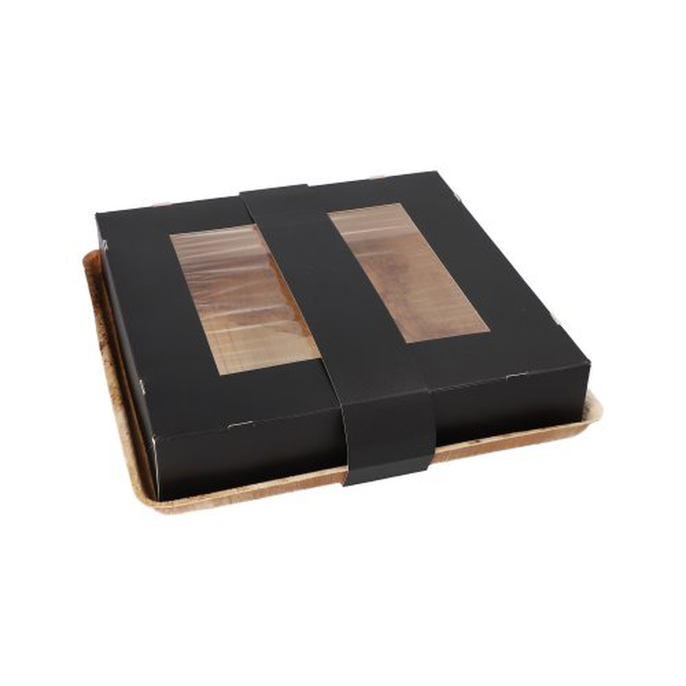 PAPSTAR Tabletts, Palmblatt eckig 5 cm x 25,5 cm x 25,5 cm mit separatem Deck