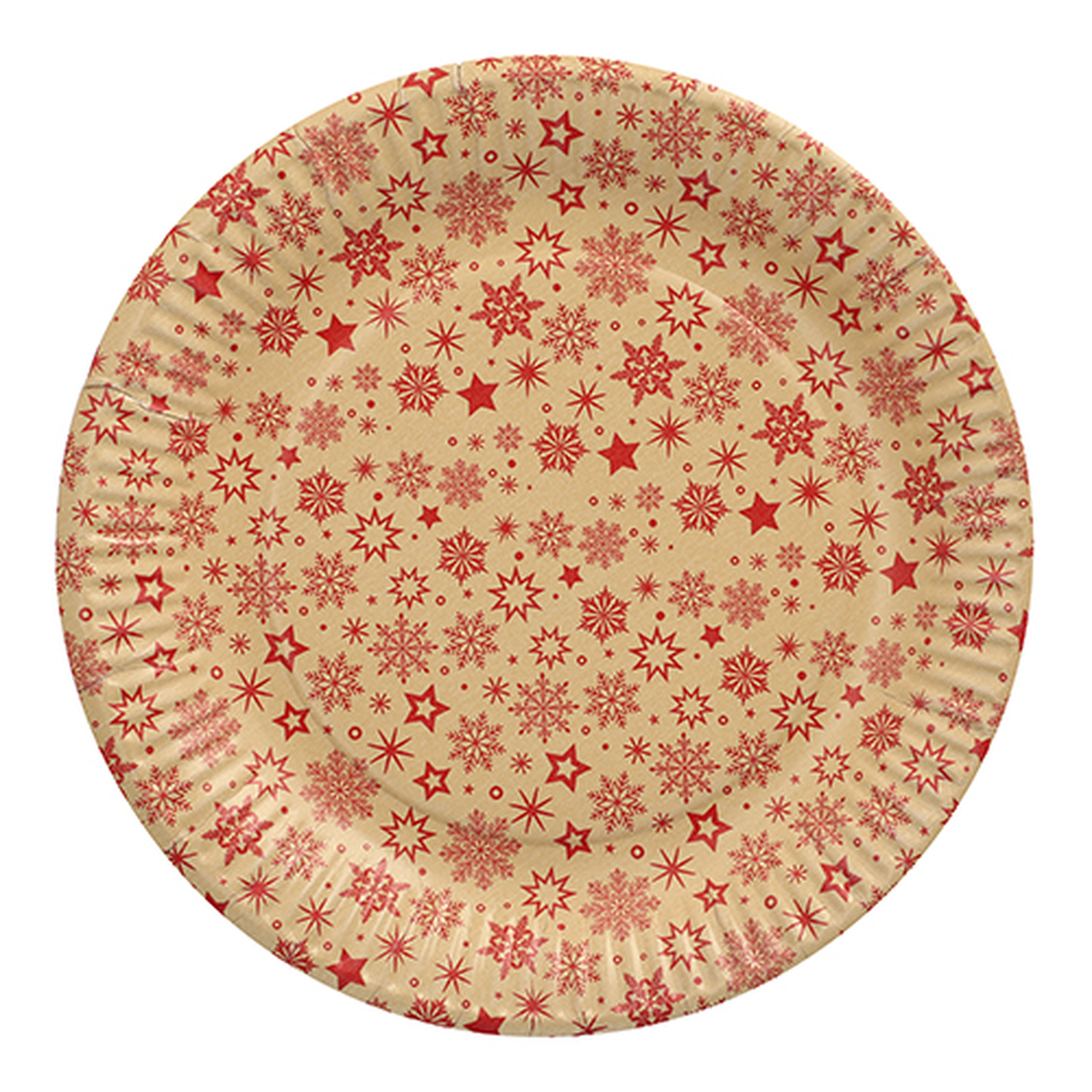 Papstar Teller, Pappe rund Ø 23 cm "Snöflinga"